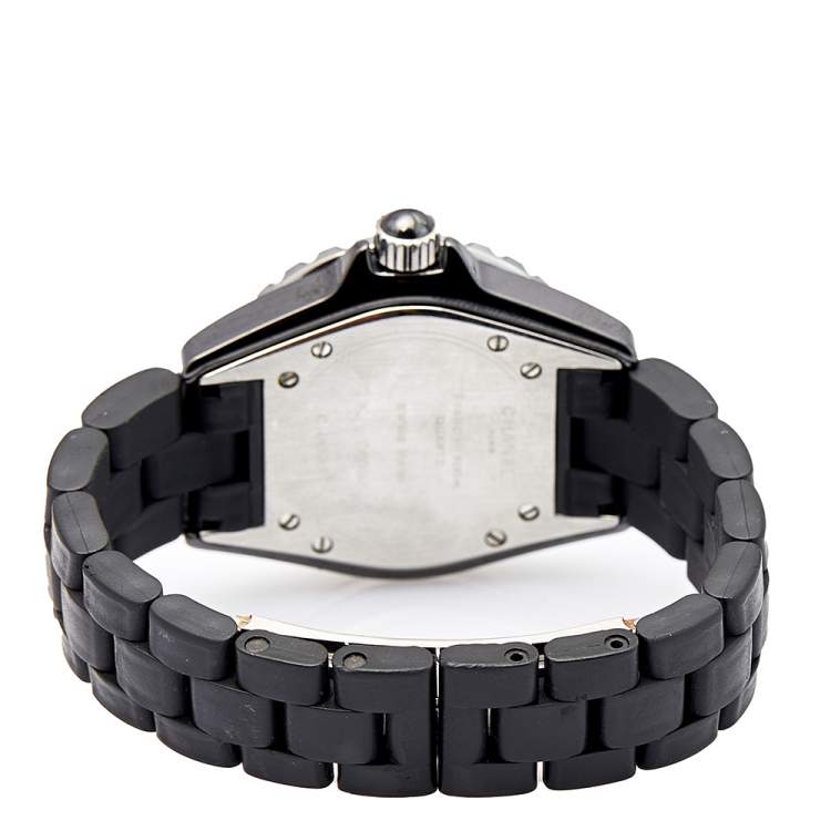 Pre Owned Chanel Black Ceramic Rubber J12 H0681 Women's Wristwatch 33 mm