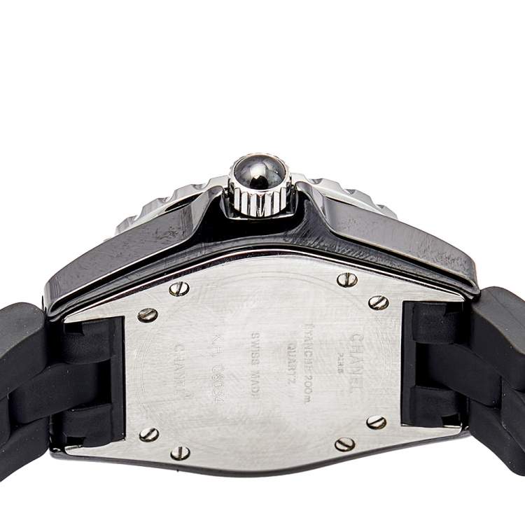 Pre Owned Chanel Black Ceramic Rubber J12 H0681 Women's Wristwatch 33 mm