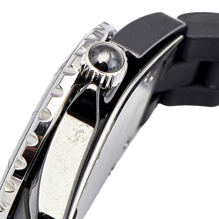 Pre Owned Chanel Black Ceramic Rubber J12 H0681 Women's Wristwatch 33 mm