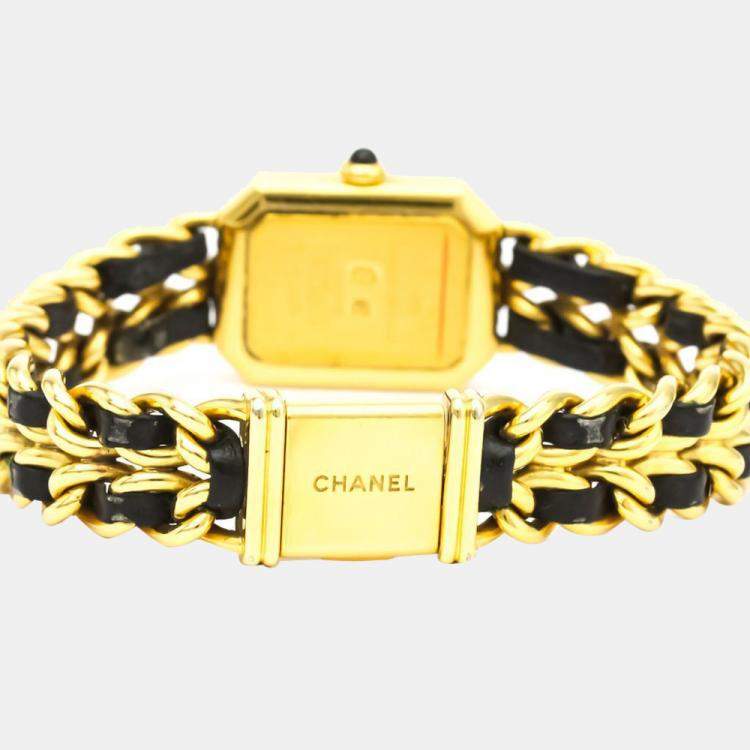 Pre Owned Chanel Black Gold Plated Stainless Steel Premiere Quartz H0001 Women's Wristwatch 20 MM
