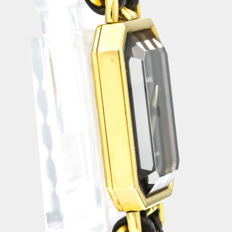 Pre Owned Chanel Black Gold Plated Stainless Steel Premiere Quartz H0001 Women's Wristwatch 20 MM