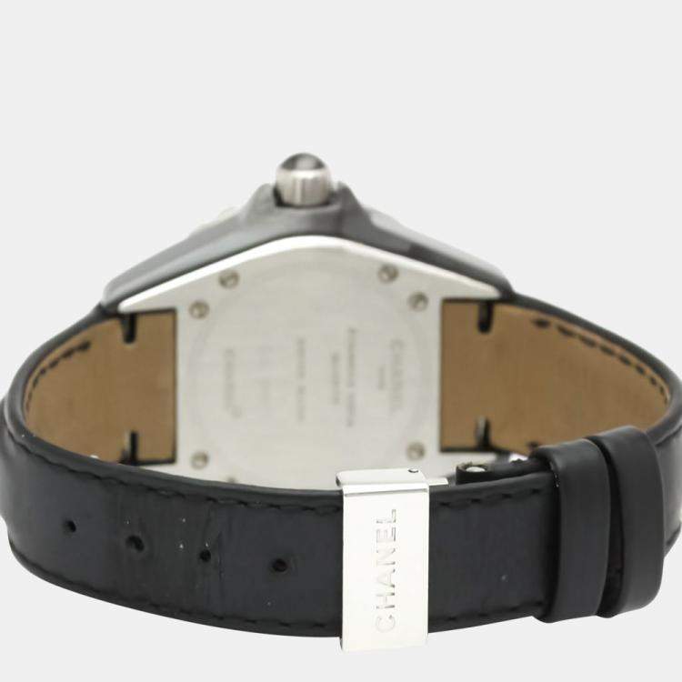 Pre Owned Chanel Black Ceramic And Stainless Steel J12 H0680 Quartz Women's Wristwatch 33 mm