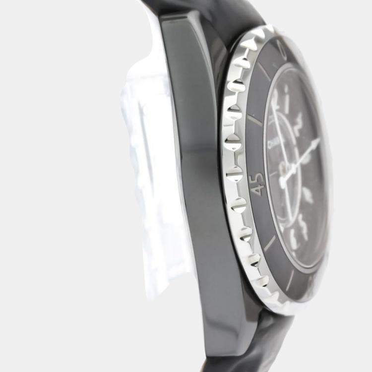 Pre Owned Chanel Black Ceramic And Stainless Steel J12 H0680 Quartz Women's Wristwatch 33 mm