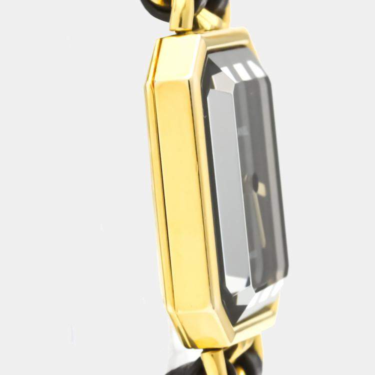 Pre Owned Chanel Black Gold Plated Stainless Steel Premiere H0001 Quartz Women's Wristwatch 20 mm