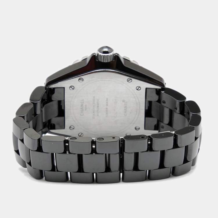 Pre Owned Chanel Black Ceramic Stainless Steel J12 H0685 Unisex Wristwatch 38 mm
