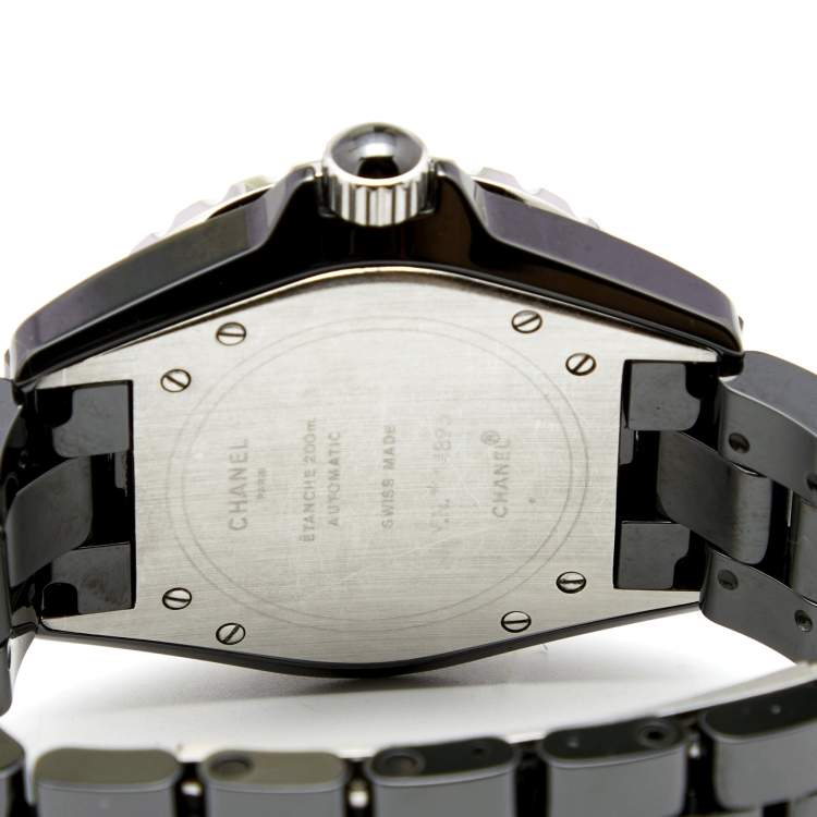 Pre Owned Chanel Black Ceramic Stainless Steel J12 H0685 Unisex Wristwatch 38 mm