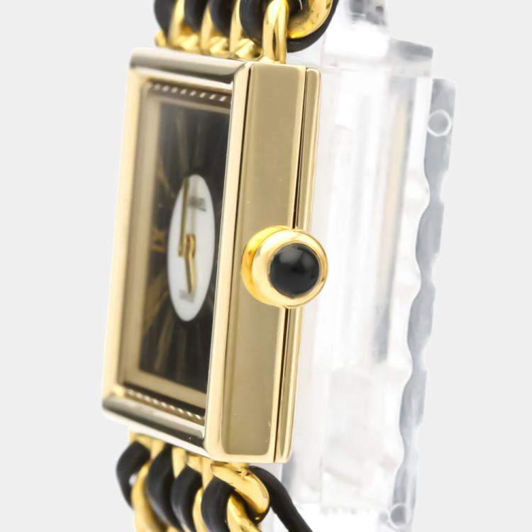 Pre Owned Chanel MOP 18K Yellow Gold Mademoiselle Quartz H0006 Women's Wristwatch 22 mm