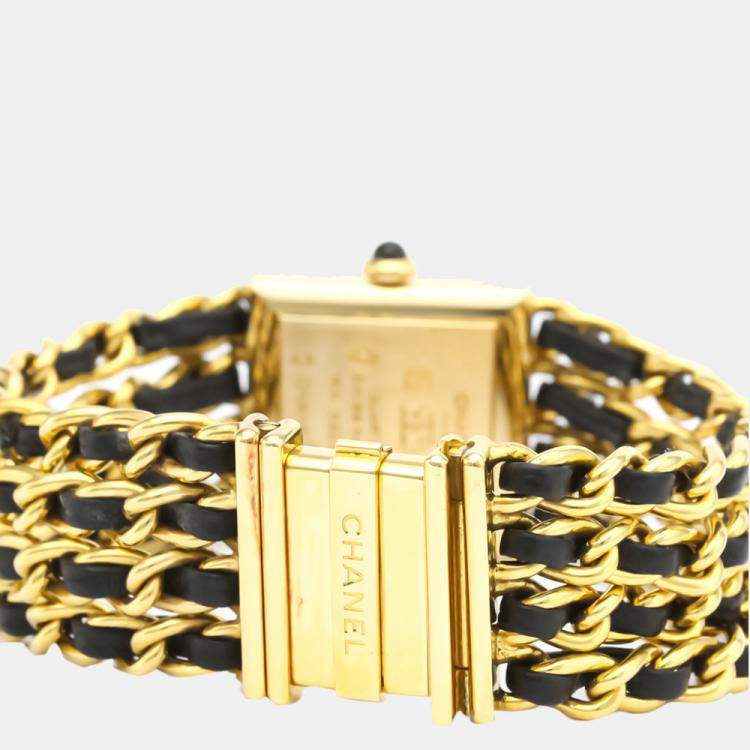 Pre Owned Chanel MOP 18K Yellow Gold Mademoiselle Quartz H0006 Women's Wristwatch 22 mm