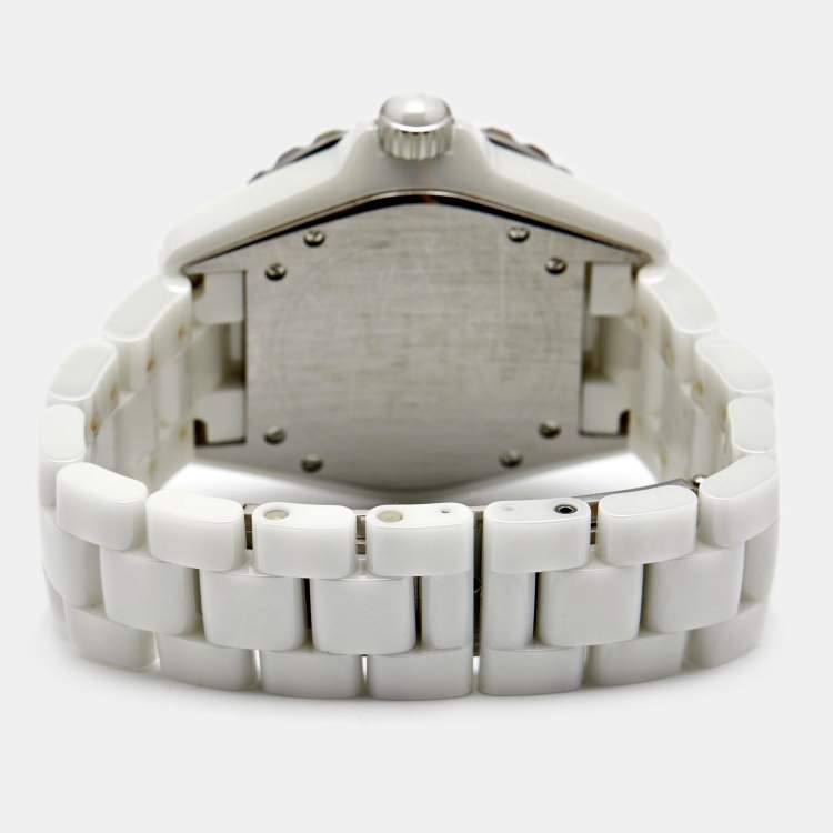 Pre Owned Chanel White Ceramic Stainless Steel J12 H0970 Women's Wristwatch 38 mm