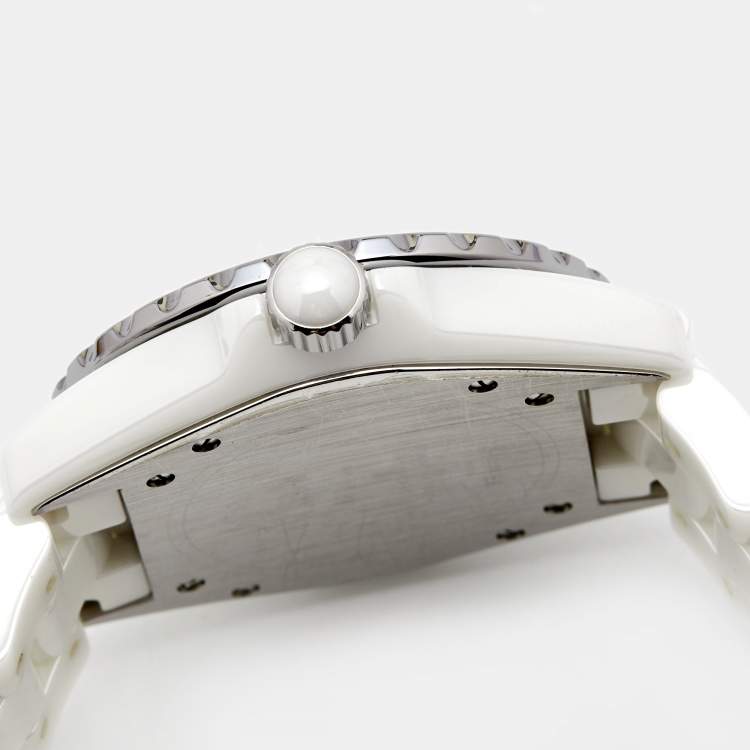 Pre Owned Chanel White Ceramic Stainless Steel J12 H0970 Women's Wristwatch 38 mm