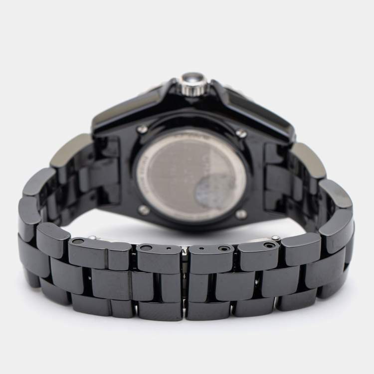 Pre Owned Chanel Black Ceramic J12 Electro Limited Edition H7121 Women's Wristwatch 33 mm 