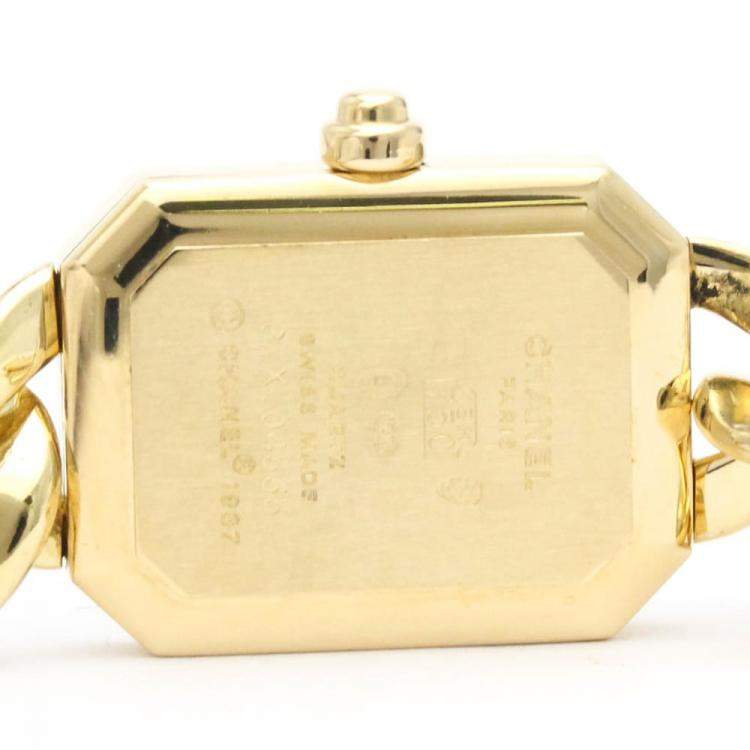 Pre Owned Chanel Black 18k Yellow Gold Premiere H0003 Quartz Women's Wristwatch 20 mm