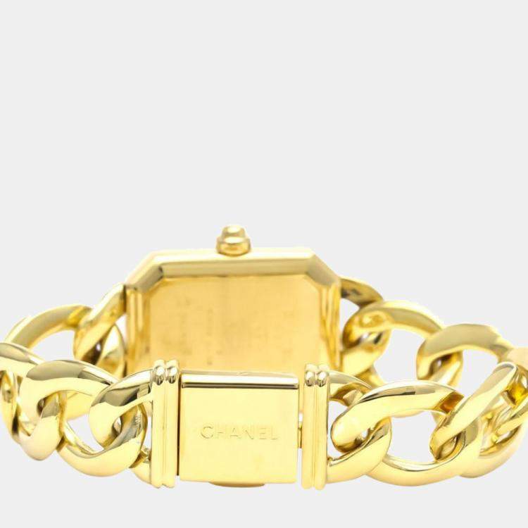 Pre Owned Chanel Black 18k Yellow Gold Premiere H0003 Quartz Women's Wristwatch 20 mm