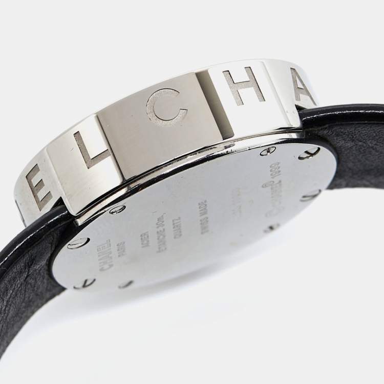 Pre Owned Chanel Black Stainless Steel Leather La Ronde H0579 Women's Wristwatch 29 mm
