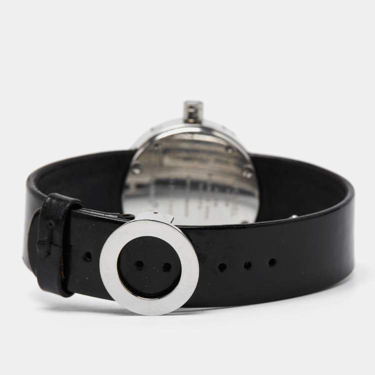 Pre Owned Chanel Black Stainless Steel Leather La Ronde H0579 Women's Wristwatch 29 mm