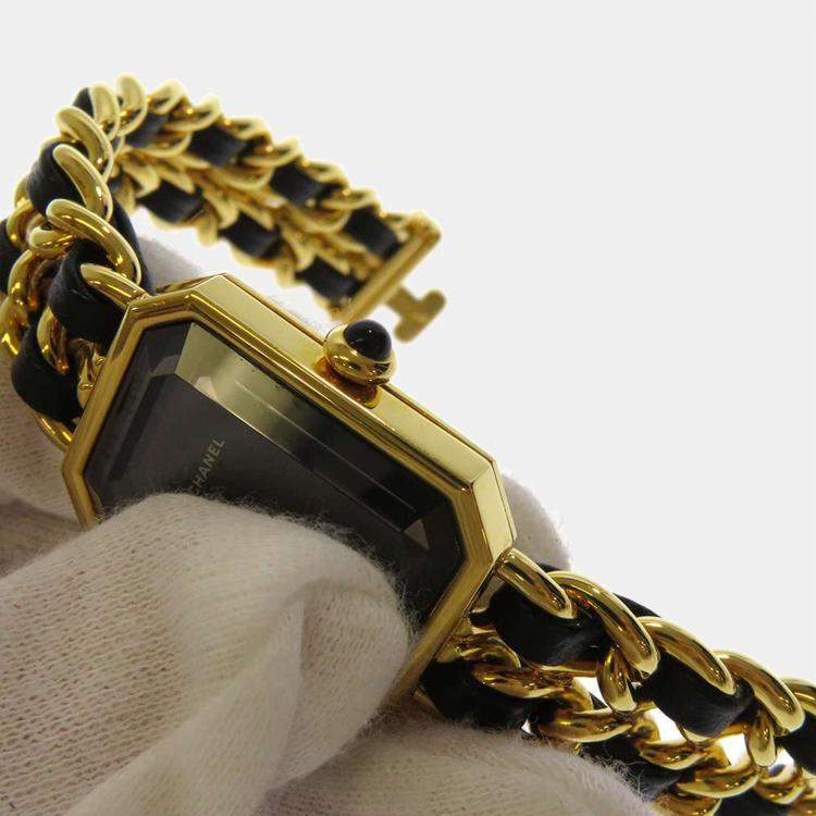 Pre Owned Chanel Black Yellow Gold Plated And Stainless Steel Premiere H0001 Quartz Women's Wristwatch 20 mm