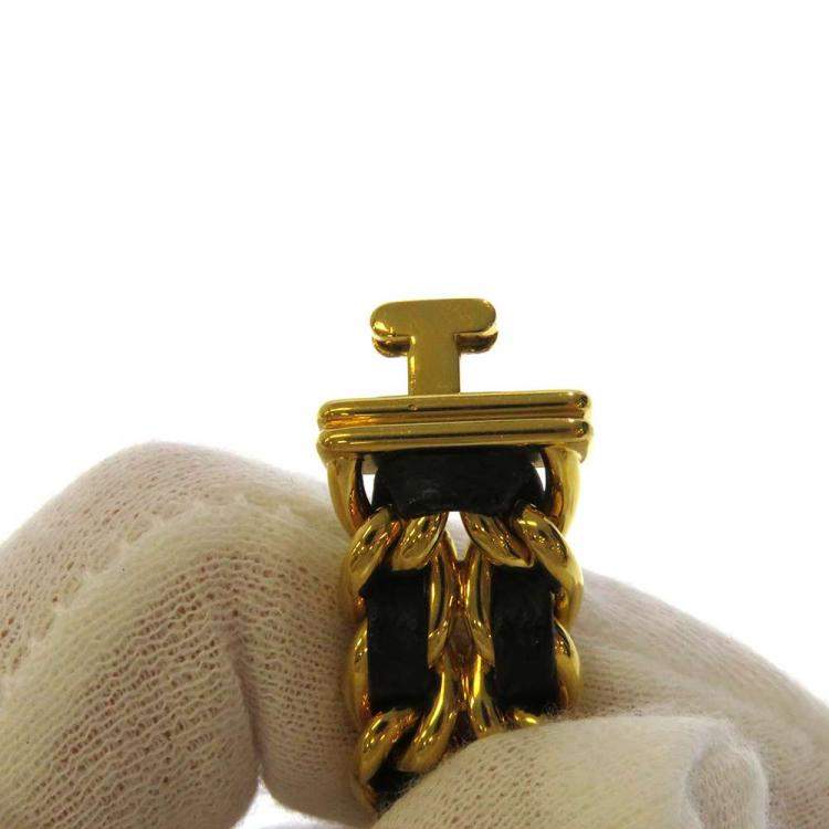 Pre Owned Chanel Black Yellow Gold Plated And Stainless Steel Premiere H0001 Quartz Women's Wristwatch 20 mm