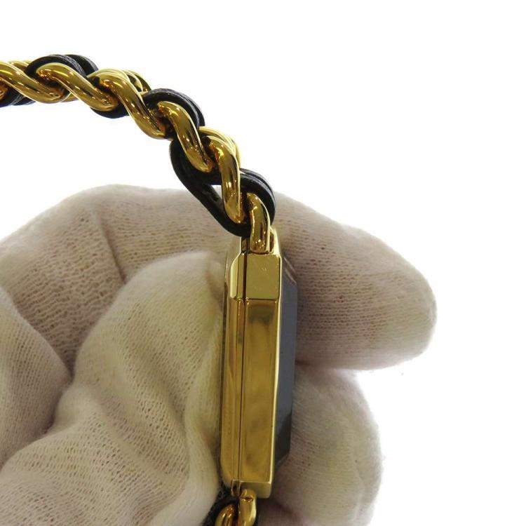 Pre Owned Chanel Black Yellow Gold Plated And Stainless Steel Premiere H0001 Quartz Women's Wristwatch 20 mm
