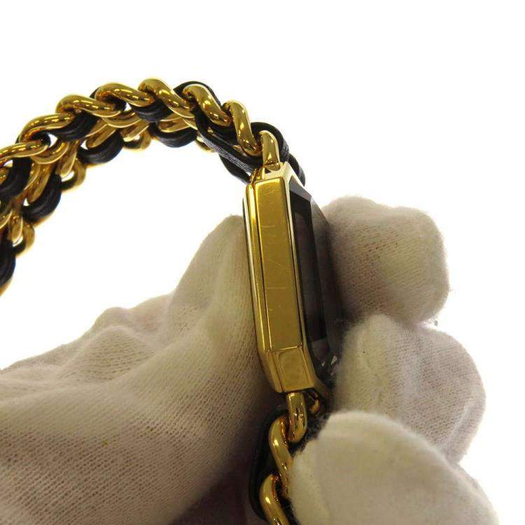Pre Owned Chanel Black Yellow Gold Plated And Stainless Steel Premiere H0001 Quartz Women's Wristwatch 20 mm