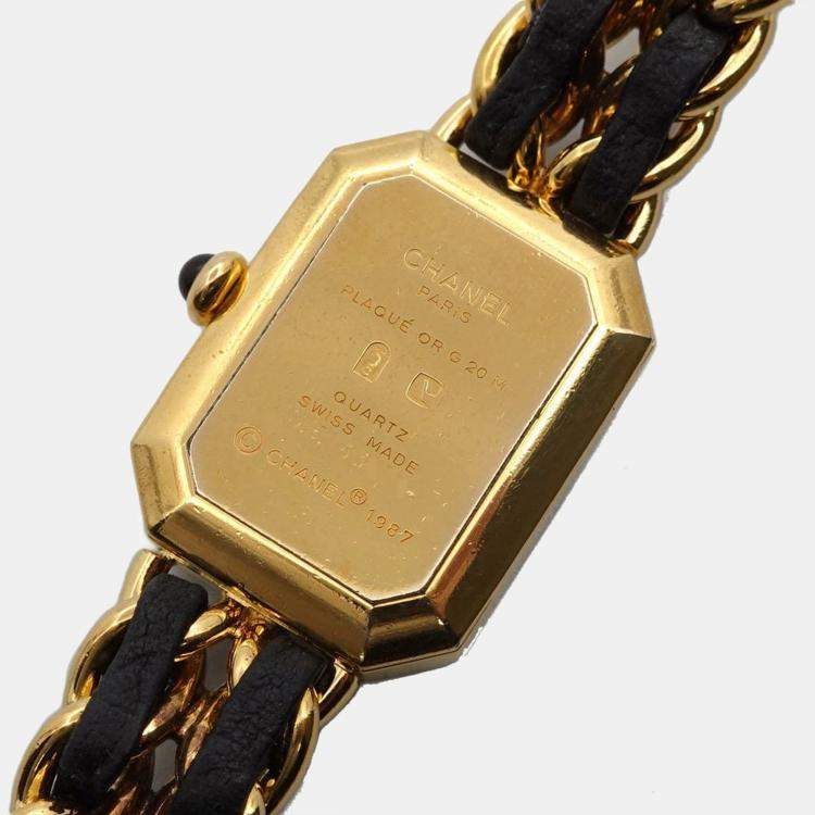 Pre Owned Chanel Black Yellow Gold Plated Stainless Steel Premiere H0001 Quartz Women's Wristwatch 20 mm