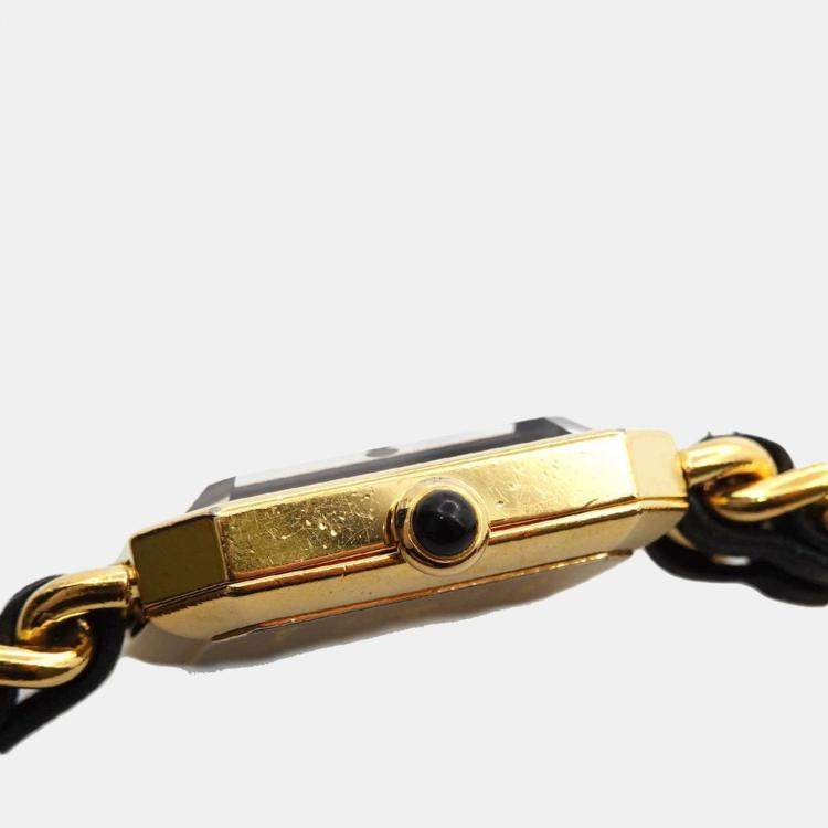 Pre Owned Chanel Black Yellow Gold Plated Stainless Steel Premiere H0001 Quartz Women's Wristwatch 20 mm