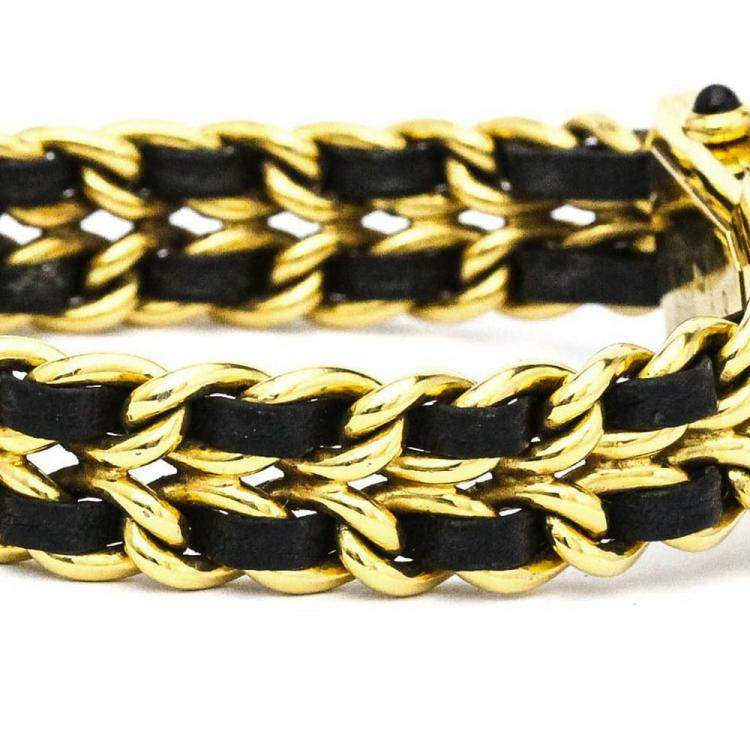 Pre Owned Chanel Black Yellow Gold Plated Stainless Steel Premiere H0001 Women's Wristwatch 20 mm