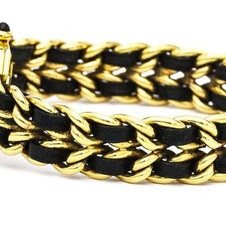Pre Owned Chanel Black Yellow Gold Plated Stainless Steel Premiere H0001 Women's Wristwatch 20 mm