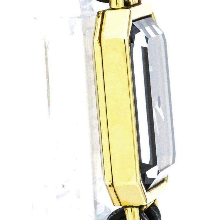 Pre Owned Chanel Black Yellow Gold Plated Stainless Steel Premiere H0001 Women's Wristwatch 20 mm