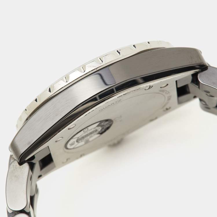Pre Owned Chanel Black Diamond Ceramic Stainless Steel J12 H2124 Unisex 38 mm 