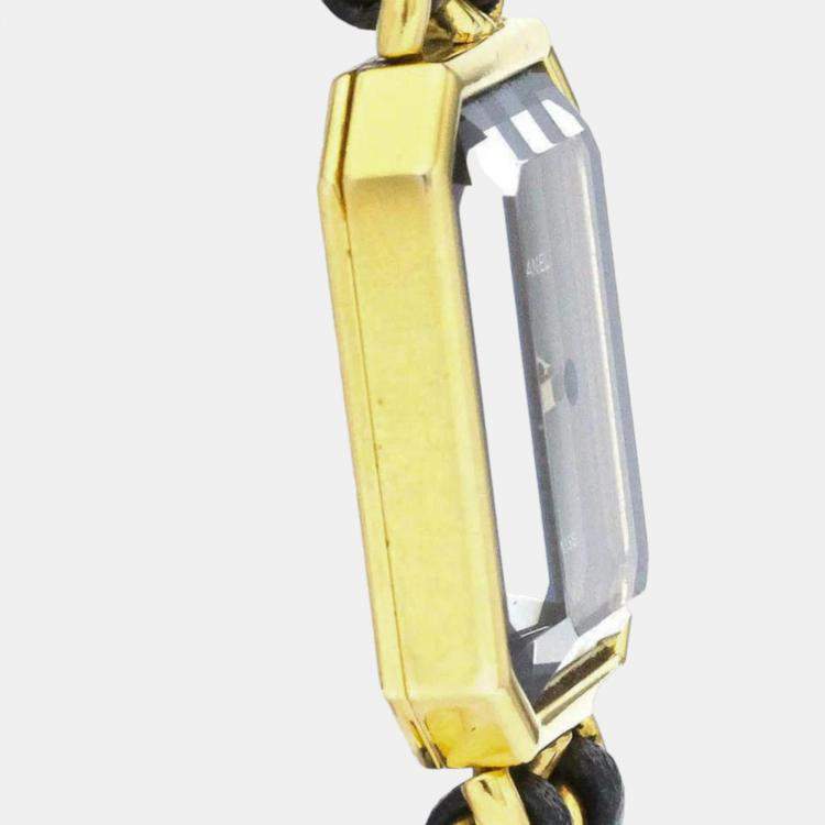 Pre Owned Chanel Black Yellow Gold Plated Stainless Steel Premiere H0001 Quartz Women's Wristwatch 20 mm