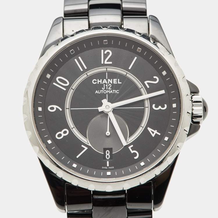 Pre Owned Chanel Black Ceramic Stainless Steel J12 H03836 Women's Wristwatch 36.50 mm