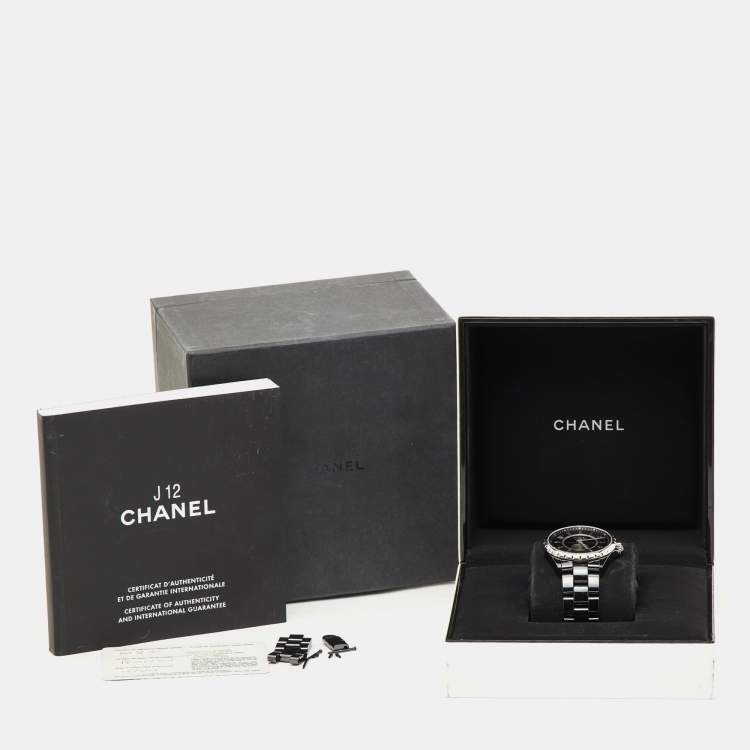 Pre Owned Chanel Black Ceramic Stainless Steel J12 H03836 Women's Wristwatch 36.50 mm