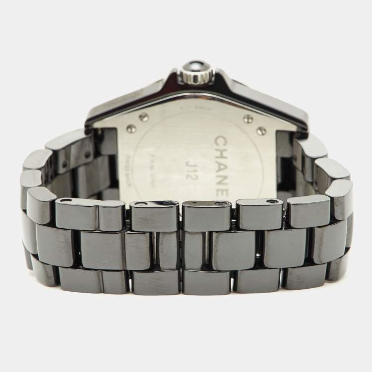 Pre Owned Chanel Black Ceramic Stainless Steel J12 H03836 Women's Wristwatch 36.50 mm