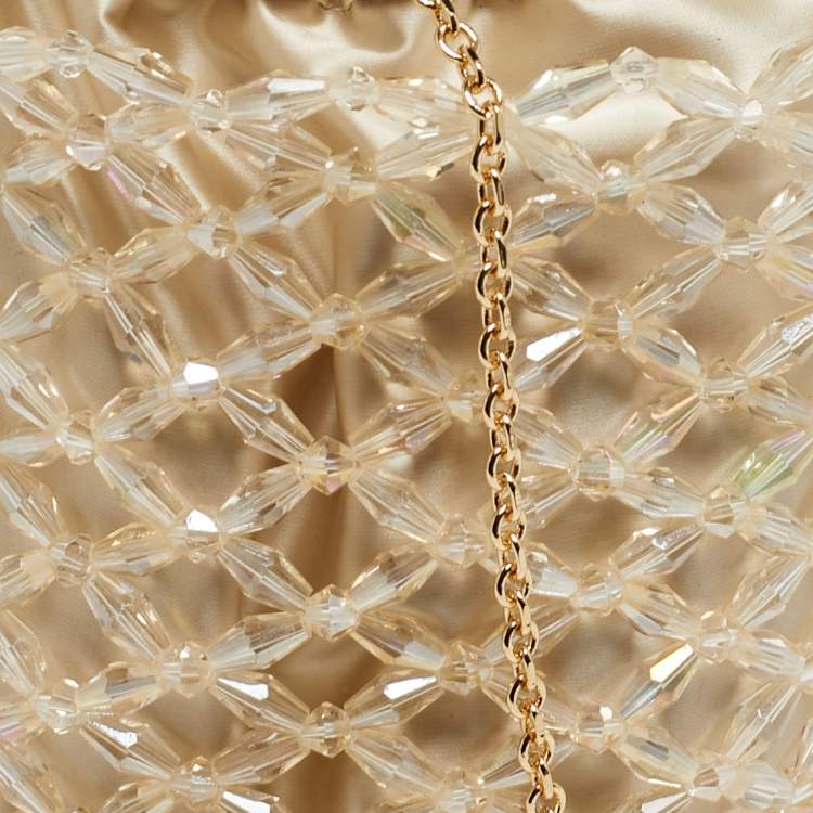 مملوكة مسبقًا Charles & Keith Light Cream Beaded Chain Bucket Bag