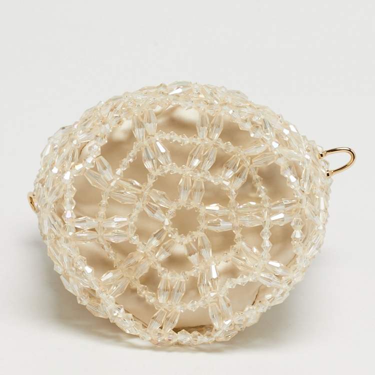 مملوكة مسبقًا Charles & Keith Light Cream Beaded Chain Bucket Bag