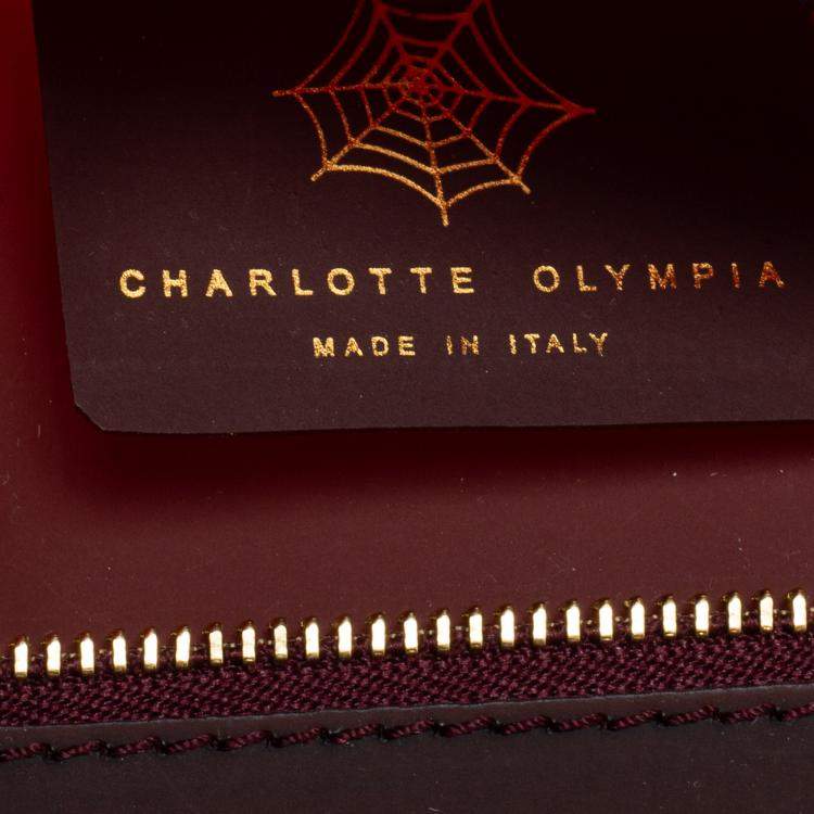 Pre Owned Charlotte Olympia Bordeaux PVC Lip Clutch