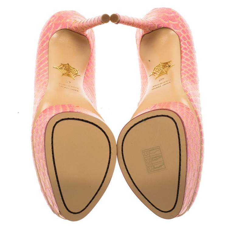 Pre Owned Charlotte Olympia Pink Python Priscilla Platform Pumps Size 40