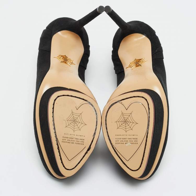 Pre Owned Charlotte Olympia Black Suede Eccentric Josephine Platform Pumps Size 41