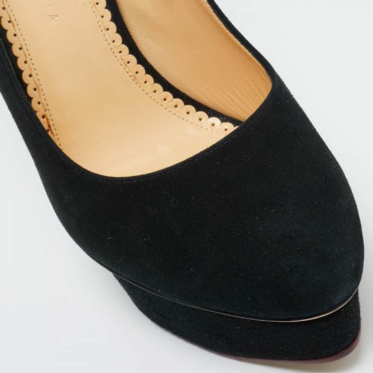Pre Owned Charlotte Olympia Black Suede Eccentric Josephine Platform Pumps Size 41