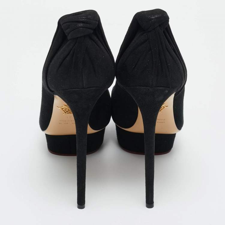 Pre Owned Charlotte Olympia Black Suede Eccentric Josephine Platform Pumps Size 41