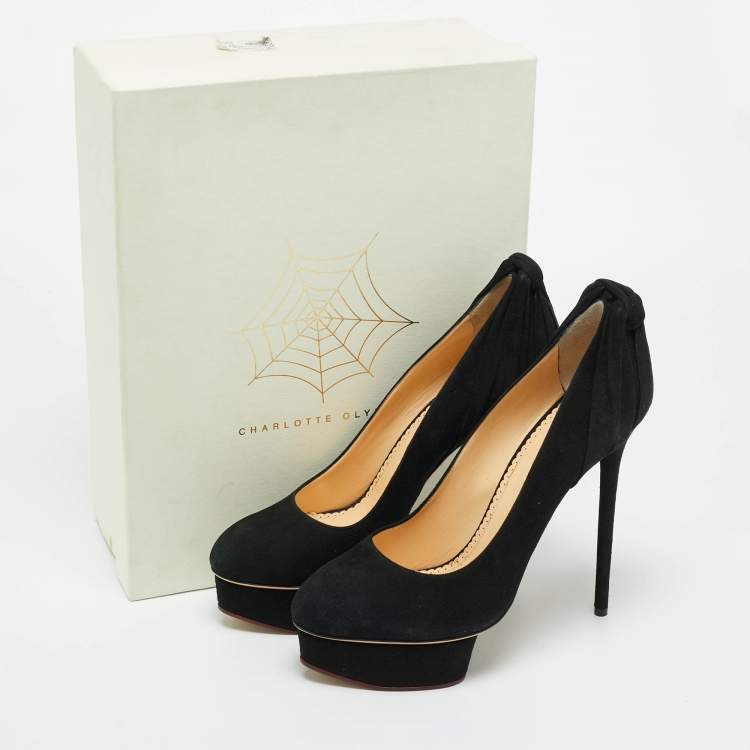 Pre Owned Charlotte Olympia Black Suede Eccentric Josephine Platform Pumps Size 41