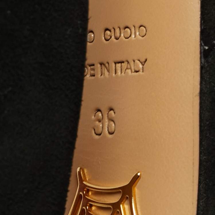 Pre Owned Charlotte Olympia Black Suede Ankle Length Boots Size 36