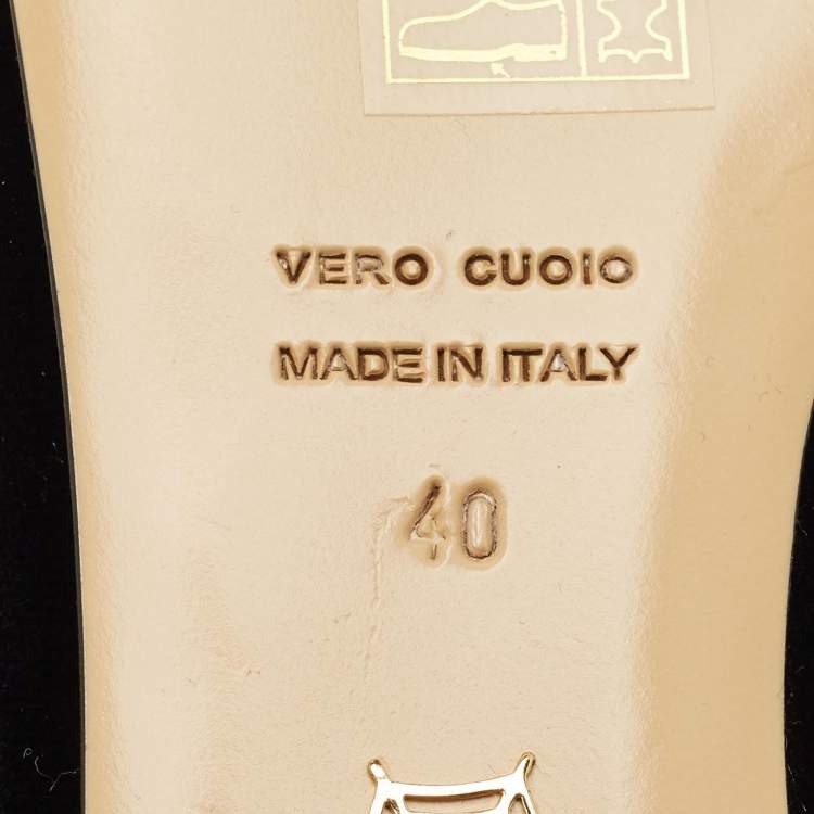 Pre Owned Charlotte Olympia Black/Pink Velvet Kitty Ballet Flats Size 40