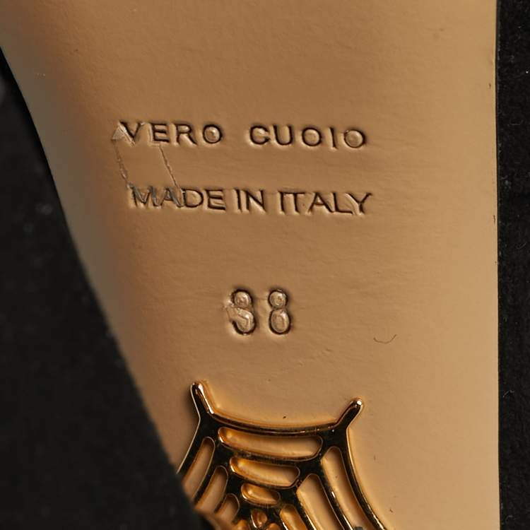 مملوكة مسبقًا Charlotte Olympia Size 38 Black Suede Embellished Ankle Strap Platform Sandals