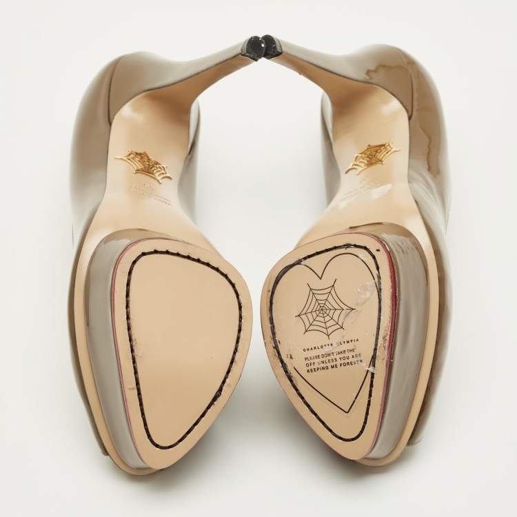 Pre Owned Charlotte Olympia Dolly Size 40 Green Patent Leather Platform Pumps