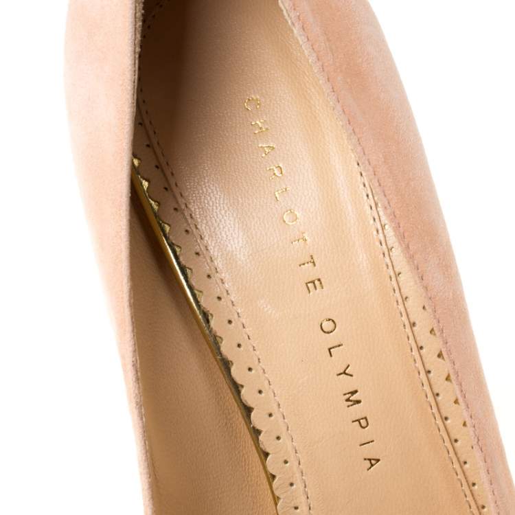 Pre Owned Charlotte Olympia Blush Pink Suede Dolly Platform Pumps Size 39