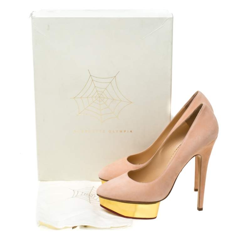 Pre Owned Charlotte Olympia Blush Pink Suede Dolly Platform Pumps Size 39