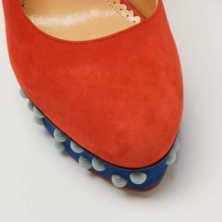 Pre Owned Charlotte Olympia Multicolor Suede Dolly Platform Pumps Size 40
