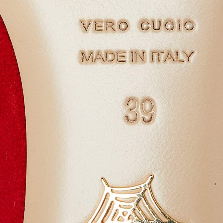 Pre Owned Charlotte Olympia Red Suede Aries Smoking Slippers Size 39