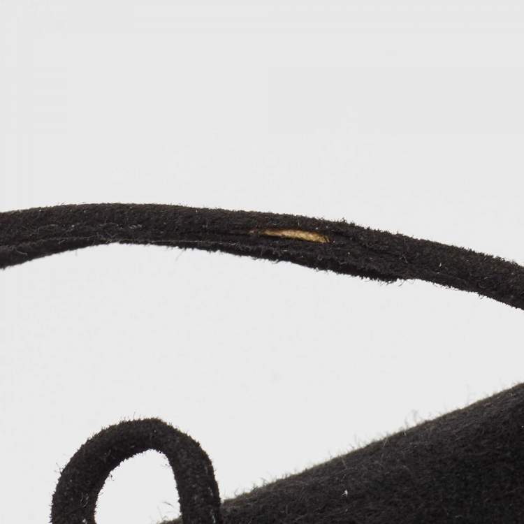Pre Owned Charlotte Olympia Black Suede and Patent Leather Martha Wedge Booties Size 39.5